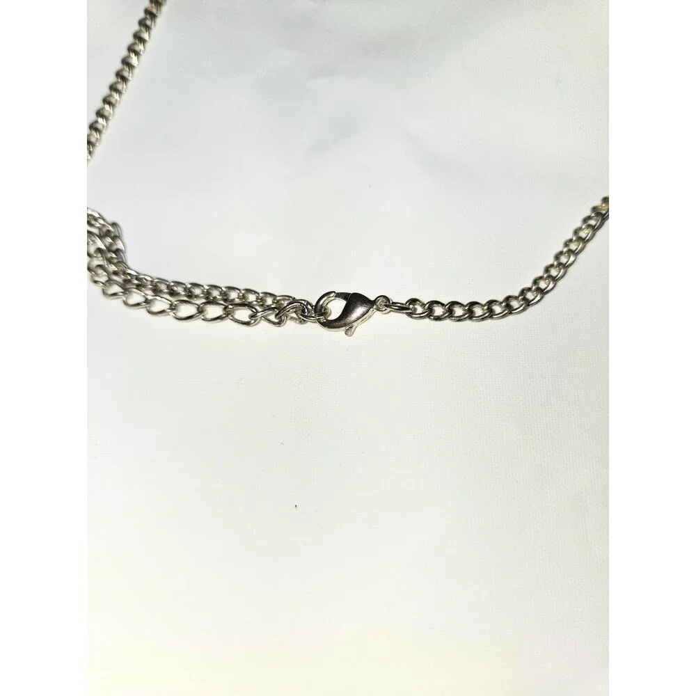 Purple Faceted Beaded Statement Necklace Silver Tone Chain Adjustable Length